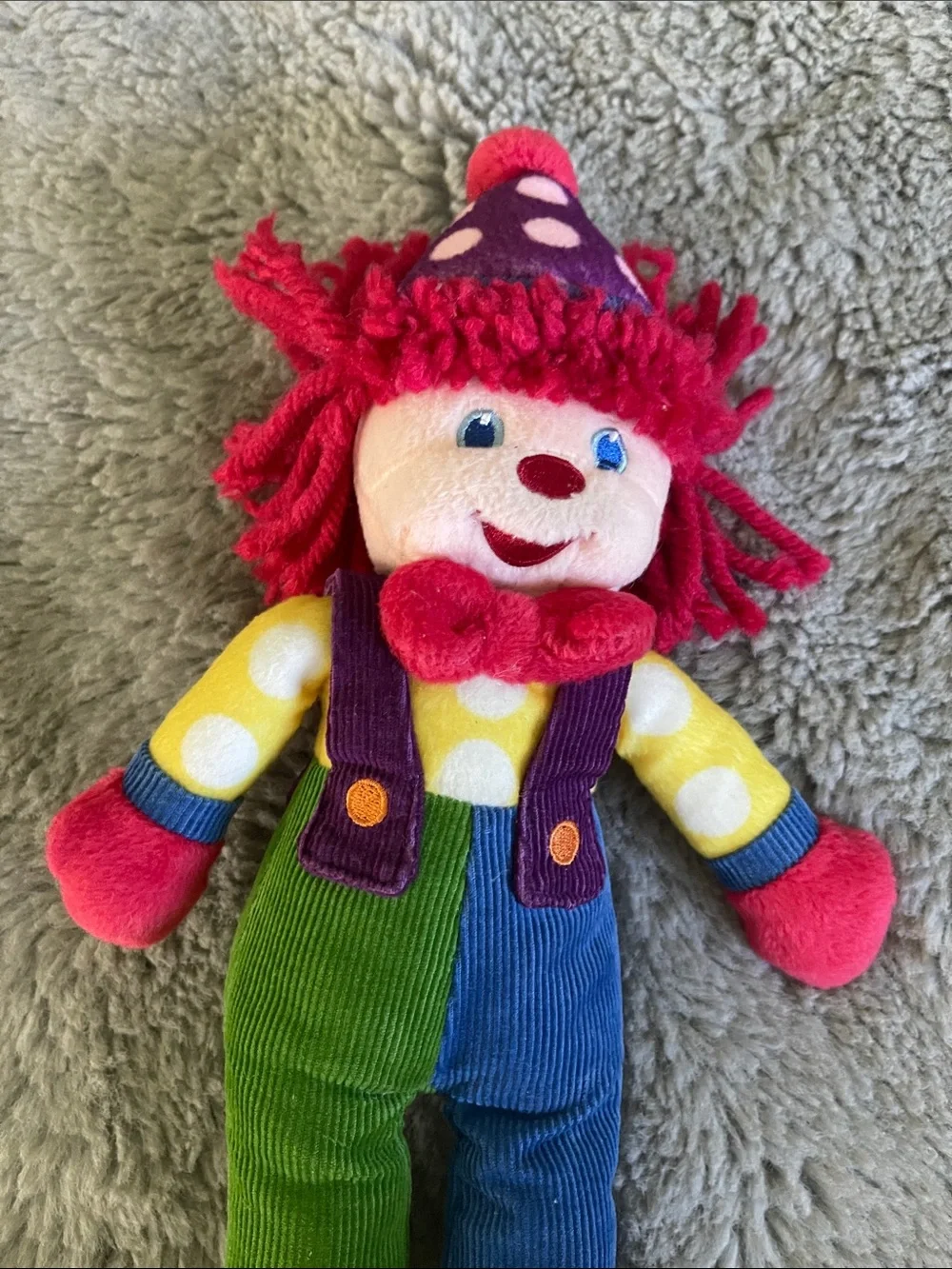 Vintage Gymbo the clown Red Multicolor Plush Toy Kids Soft Play Doll 12”